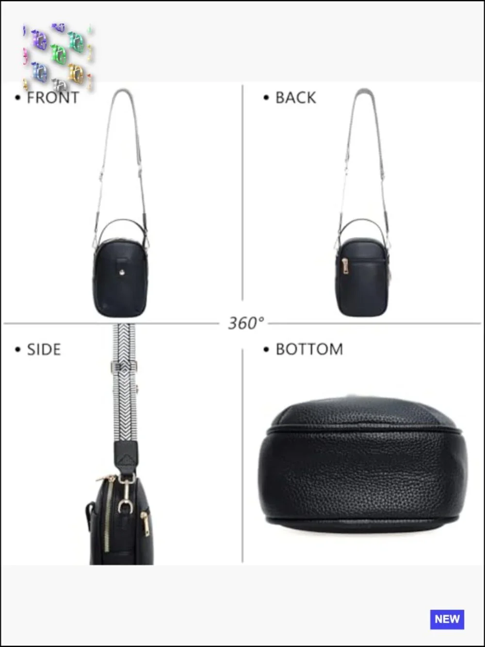 Vegan Leather Crossbody Bag Multi Compartment Lightweight Chic Casual Purse - Picture 5 of 6